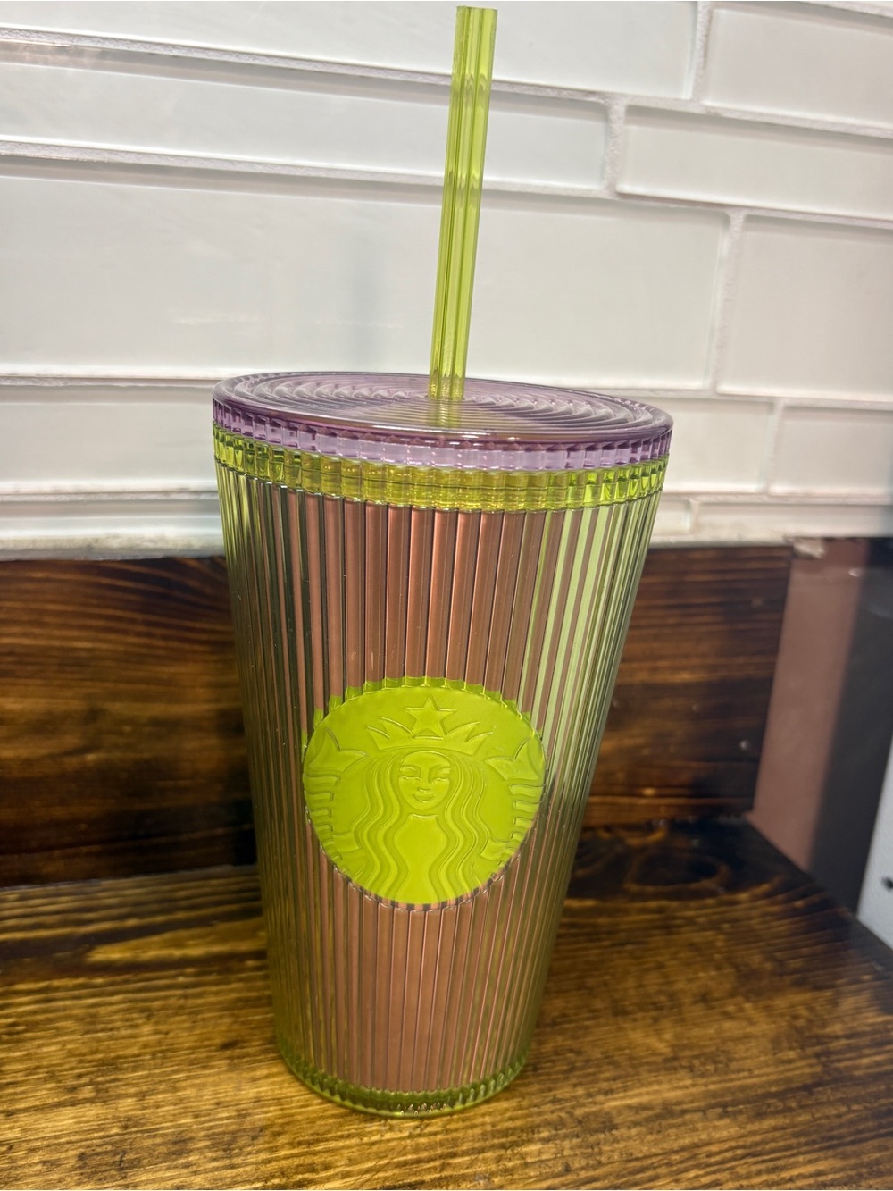 Starbucks green and pink 16 oz tumbler